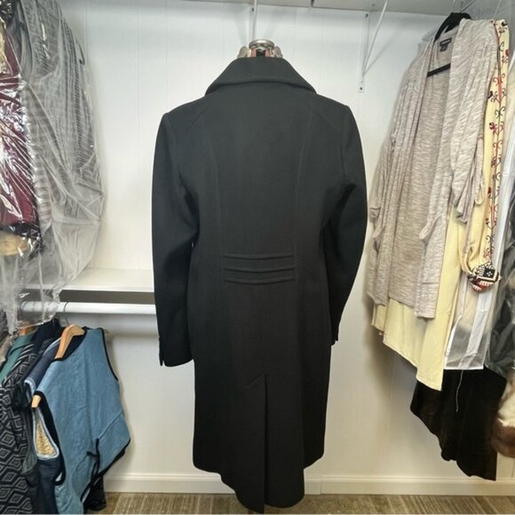 Anne Klein Black Wool Cashmere Blend Single Breast Walking Coat Pea Coat Size 12 - Picture 3 of 13